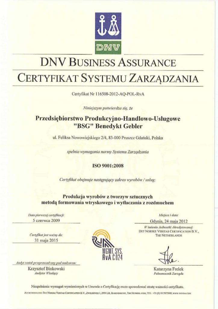 Certyfikat ISO po polsku